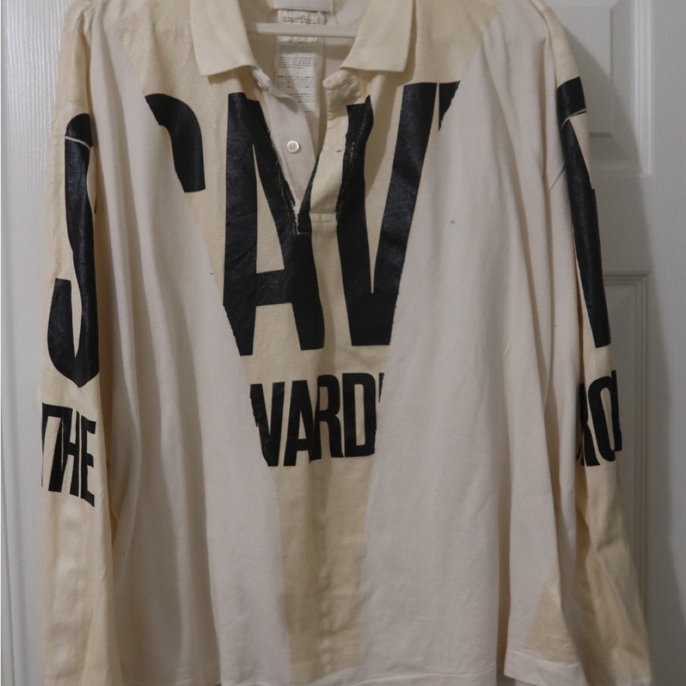 Doublet Plastic Wrapper Polo Shirt—Off White, Size XL 🤍